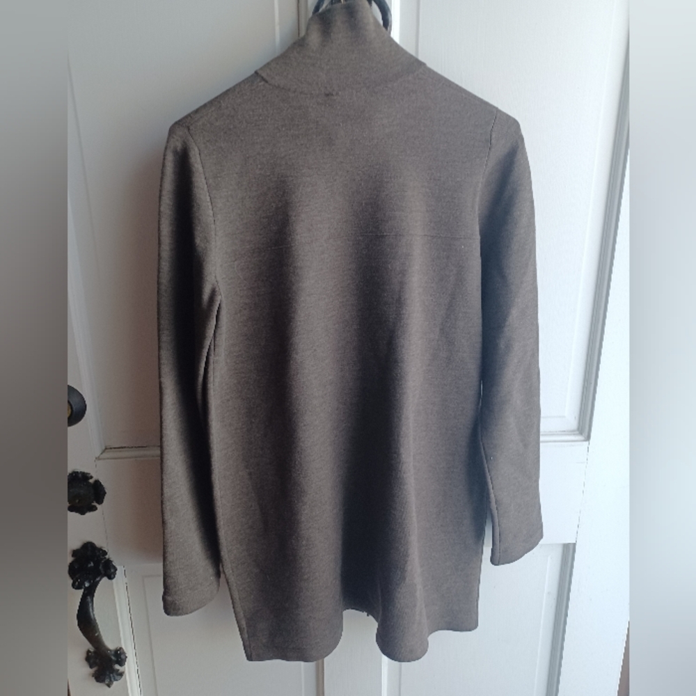 Akris Punto Taupe Wool Tunic-Length Zip-Front Jacket - Picture 2 of 4